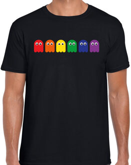 Bellatio Decorations Gay Pride T-shirt voor heren - pride - zwart - spookjes - LHBTI 2XL