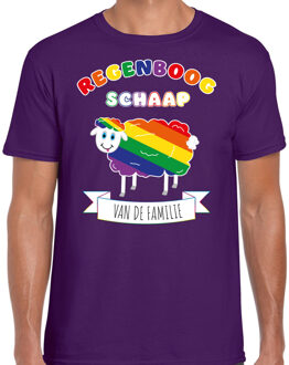 Bellatio Decorations Gay Pride T-shirt voor heren - regenboog schaap - paars - LHBTI 2XL