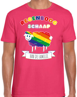 Bellatio Decorations Gay Pride T-shirt voor heren - regenboog schaap - roze - LHBTI 2XL