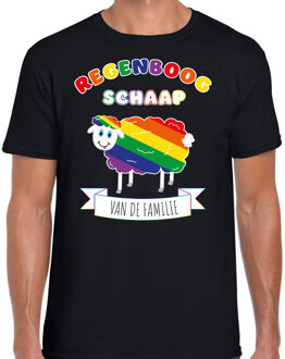 Bellatio Decorations Gay Pride T-shirt voor heren - regenboog schaap - zwart - LHBTI 2XL