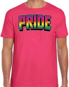 Bellatio Decorations Gay Pride T-shirt voor heren - roze - pride - regenboog - LHBTI 2XL