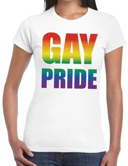 Bellatio Decorations Gay pride t-shirt wit voor dames 2XL