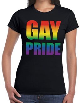 Bellatio Decorations Gay pride t-shirt zwart voor dames XL