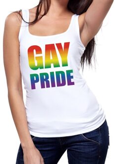 Bellatio Decorations Gay pride tanktop / mouwloos shirt wit voor dames L