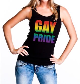 Bellatio Decorations Gay pride tanktop / mouwloos shirt zwart voor dames L