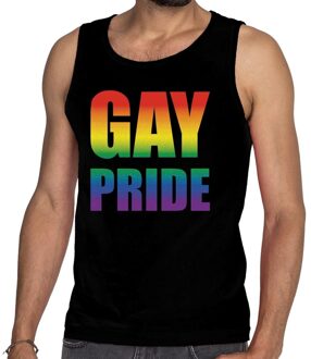 Bellatio Decorations Gay pride tanktop / mouwloos shirt zwart voor heren 2XL