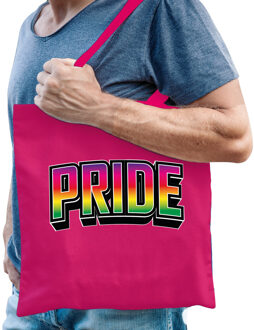 Bellatio Decorations Gay Pride tas voor heren - roze - katoen - 42 x 38 cm - regenboog - LHBTI