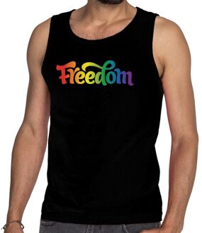 Bellatio Decorations Gaypride freedom tanktop/mouwloos shirt zwart heren 2XL