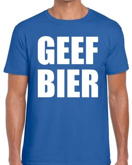 Bellatio Decorations Geef Bier heren T-shirt blauw 2XL