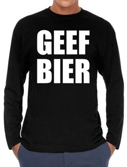 Bellatio Decorations Geef Bier long sleeve t-shirt zwart voor heren 2XL