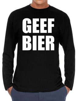 Bellatio Decorations Geef Bier long sleeve t-shirt zwart voor heren