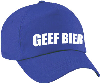 Bellatio Decorations Geef bier tekst petje - blauw - drank - dames en heren - baseball cap - carnaval - foute party