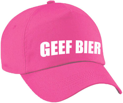 Bellatio Decorations Geef bier tekst petje - roze - drank - dames en heren - baseball cap - carnaval - foute party
