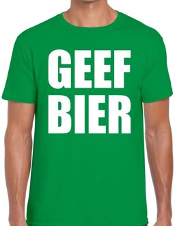 Bellatio Decorations Geef Bier tekst t-shirt groen heren 2XL