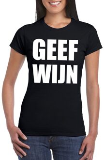 Bellatio Decorations Geef Wijn dames T-shirt zwart 2XL