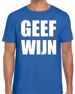 Bellatio Decorations Geef Wijn heren T-shirt blauw S