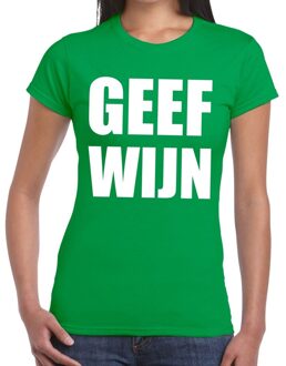 Bellatio Decorations Geef Wijn tekst t-shirt groen dames 2XL