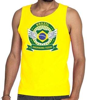 Bellatio Decorations Geel Brasil drinking team - tanktop - mouwloos shirt - heren - Brazilie supporters