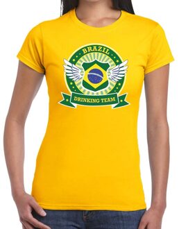 Bellatio Decorations Geel Brazil drinking team t-shirt dames XS