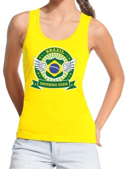 Bellatio Decorations Geel Brazil drinking team tanktop / mouwloos shirt dames 2XL