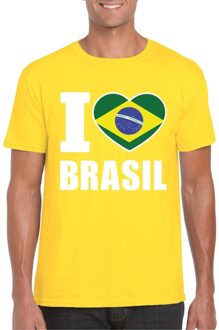 Bellatio Decorations Geel I love Brazilie fan shirt heren 2XL