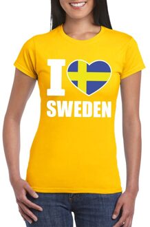 Bellatio Decorations Geel I love Zweden fan shirt dames