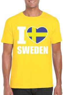 Bellatio Decorations Geel I love Zweden fan shirt heren