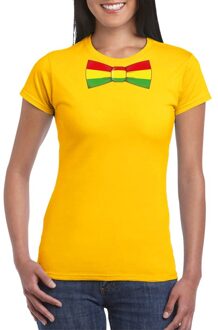 Bellatio Decorations Geel t-shirt met Limburgse vlag strik voor dames L