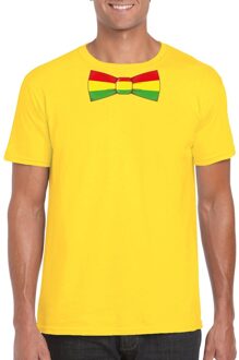 Bellatio Decorations Geel t-shirt met Limburgse vlag strik voor heren 2XL