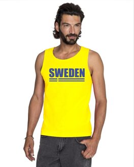 Bellatio Decorations Geel Zweden supporter singlet shirt/ tanktop heren 2XL