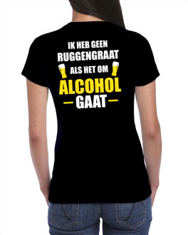 Bellatio Decorations Geen ruggengraat als het om alcohol / drank gaat fun t-shirt zwart voor dames