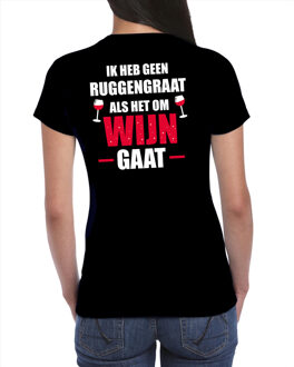 Bellatio Decorations Geen ruggengraat als het om wijn gaat drank fun t-shirt zwart voor dames