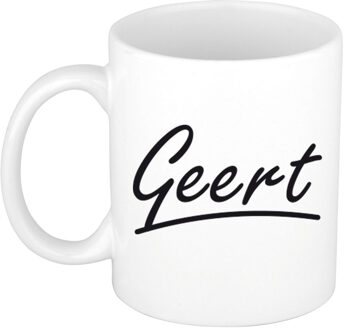 Bellatio Decorations Geert Naam koffiemok - beker - met sierlijke letters - wit - 300 ml - Cadeau - Heren