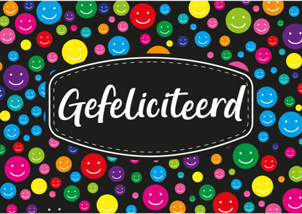 Bellatio Decorations Gefeliciteerd ansichtkaart/wenskaart A5-formaat - Wenskaarten Multikleur