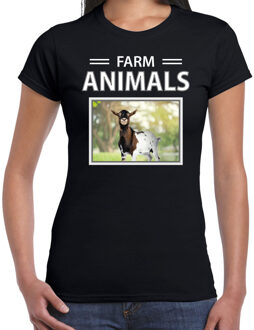Bellatio Decorations Geiten t-shirt met dieren foto farm animals zwart voor dames