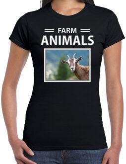 Bellatio Decorations Geiten t-shirt met dieren foto farm animals zwart voor dames