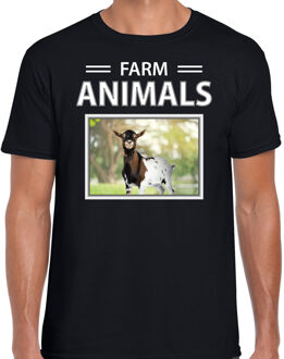Bellatio Decorations Geiten t-shirt met dieren foto farm animals zwart voor heren