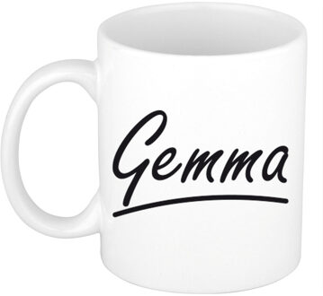 Bellatio Decorations Gemma Naam koffiemok - beker - met sierlijke letters - wit - 300 ml - Cadeau - Dames