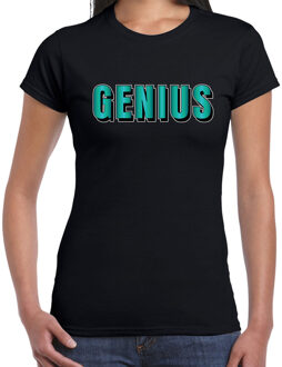 Bellatio Decorations Genius t-shirt zwart met blauwe/groene letters voor dames 2XL