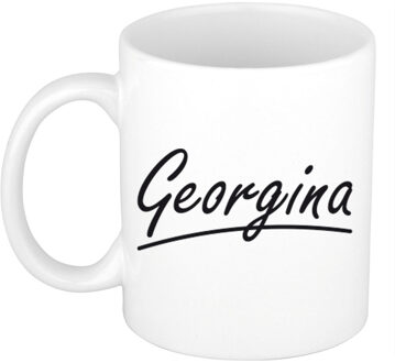 Bellatio Decorations Georgina voornaam kado beker / mok sierlijke letters - gepersonaliseerde mok met naam - Naam mokken Multikleur