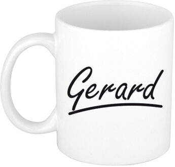 Bellatio Decorations Gerard Naam koffiemok - beker - met sierlijke letters - wit - 300 ml - Cadeau - Heren