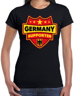 Bellatio Decorations Germany supporter schild t-shirt zwart voor dames - Duitsland landen t-shirt / kleding - EK / WK / Olympische spelen outfit 2XL