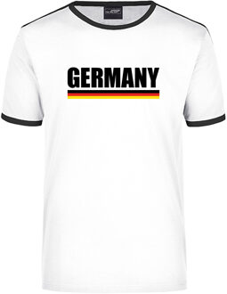 Bellatio Decorations Germany supporter wit / zwart ringer t-shirt Duitsland met vlag voor heren