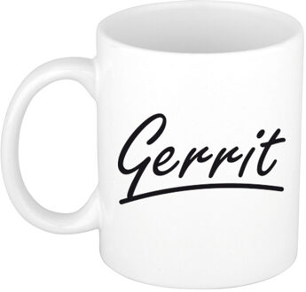 Bellatio Decorations Gerrit Naam koffiemok - beker - met sierlijke letters - wit - 300 ml - Cadeau - Heren