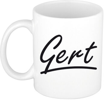 Bellatio Decorations Gert Naam koffiemok - beker - met sierlijke letters - wit - 300 ml - Cadeau - Heren