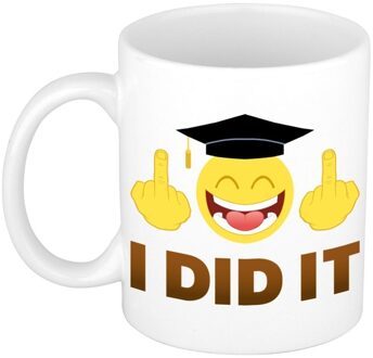 Bellatio Decorations Geslaagd cadeau koffie mok - drink beker - I did it - wit - 300 ml - cadeau