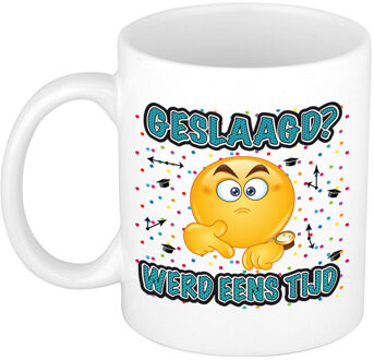 Bellatio Decorations Geslaagd cadeau mok - Werd eens tijd - keramiek - ca. 300 ml Blauw