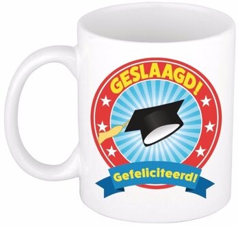 Bellatio Decorations Geslaagd gefeliciteerd mok / beker 300 ml Multikleur