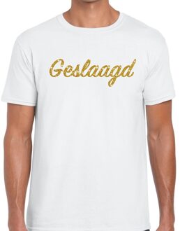 Bellatio Decorations Geslaagd gouden letters fun t-shirt wit voor heren L - Feestshirts