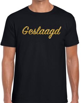 Bellatio Decorations Geslaagd gouden letters fun t-shirt zwart voor heren 2XL - Feestshirts